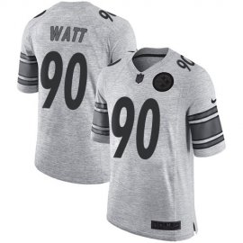 Nike Pittsburgh Steelers #90 T. J. Watt Gray Mens Stitched NFL Limited Gridiron Gray II Jersey