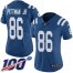 Nike Indianapolis Colts #86 Michael Pittman Jr. Royal Blue Team Color Womens Stitched NFL 100th Season Vapor Untouchable Limited Jersey