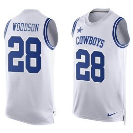 Nike Dallas Cowboys #28 Darren Woodson White Mens Stitched NFL Limited Tank Top Jersey
