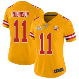 Nike Kansas City Chiefs #11 Demarcus Robinson Gold Womens Super Bowl LV Bound Stitched NFL Limited Inverted Legend Jersey