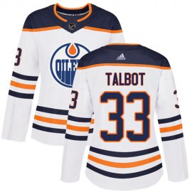 Adidas Edmonton Oilers #33 Cam Talbot White Road Authentic Womens Stitched NHL Jersey
