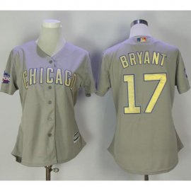 Chicago Cubs #17 Kris Bryant Grey 2017 Gold Program Cool Base Womens Stitched MLB Jersey