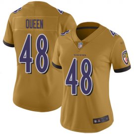 Nike Baltimore Ravens #48 Patrick Queen Gold Womens Stitched NFL Limited Inverted Legend Jersey
