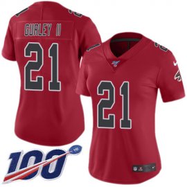Nike Atlanta Falcons #21 Todd Gurley II Red Womens Stitched NFL Limited Rush 100th Season Jersey
