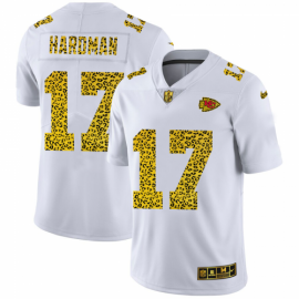 Kansas City Chiefs #17 Mecole Hardman Mens Nike Flocked Leopard Print Vapor Limited NFL Jersey White