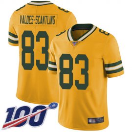 Nike Green Bay Packers #83 Marquez Valdes-Scantling Yellow Mens Stitched NFL Limited Rush 100th Season Jersey