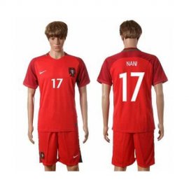 Portugal #17 Nani Home Soccer Country Jersey