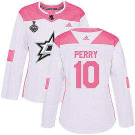 Adidas Dallas Stars #10 Corey Perry White/Pink Authentic Fashion Womens 2020 Stanley Cup Final Stitched NHL Jersey