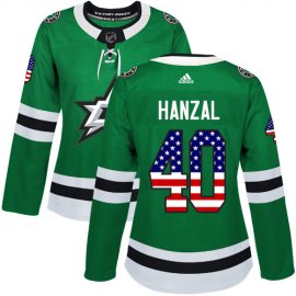 Adidas Dallas Stars #40 Martin Hanzal Green Home Authentic USA Flag Womens Stitched NHL Jersey