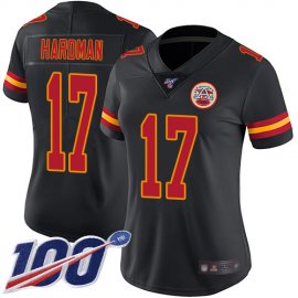 Nike Kansas City Chiefs #17 Mecole Hardman Black Womens Stitched NFL Limited Rush 100th Season Jersey