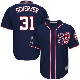 Washington Nationals #31 Max Scherzer Navy Blue Cool Base 2019 World Series Champions Stitched Youth MLB Jersey