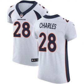 Nike Denver Broncos #28 Jamaal Charles White Mens Stitched NFL Vapor Untouchable Elite Jersey