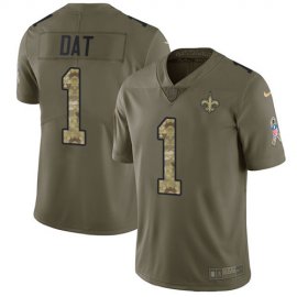 Nike New Orleans Saints #1 Who Dat Olive/Camo Mens Stitched NFL Limited 2017 Salute To Service Jersey