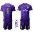 Real Madrid #1 Navas Blue Goalkeeper Long Sleeves Kid Soccer Club Jersey