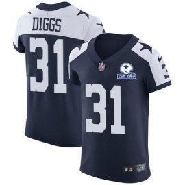 Nike Dallas Cowboys #31 Trevon Diggs Navy Blue Thanksgiving Mens Stitched With Established In 1960 Patch NFL Vapor Untouchable Throwback Elite Jersey