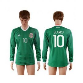Mexico #10 Blanco Home Long Sleeves Soccer Country Jersey