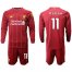 Liverpool #11 M.Salah Home Long Sleeves Soccer Club Jersey