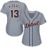 Detroit Tigers #13 Omar Vizquel Grey Road Womens Stitched MLB Jersey