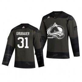 Colorado Avalanche #31 Philipp Grubauer Adidas 2019 Veterans Day Mens Authentic Practice NHL Jersey Camo