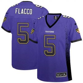 Nike Baltimore Ravens #5 Joe Flacco Purple Team Color Womens Stitched NFL Elite Drift Fashion Jersey