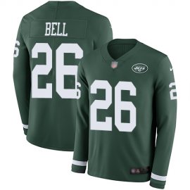 Nike New York Jets #26 LeVeon Bell Green Team Color Mens Stitched NFL Limited Therma Long Sleeve Jersey