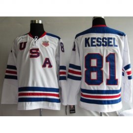 2010 Olympic Team USA #81 Phil Kessel Embroidered White 1960 Throwback NHL Jersey