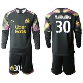 Marseille #30 Mandanda Black Goalkeeper Long Sleeves Soccer Club Jersey