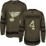 Adidas St. Louis Blues #4 Carl Gunnarsson Green Salute to Service Stitched NHL Jersey
