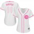 Chicago Cubs #11 Yu Darvish White/Pink Fashion Womens Stitched MLB Jersey