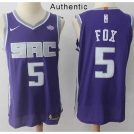 Nike Sacramento Kings #5 DeAaron Fox Purple NBA Authentic Icon Edition Jersey