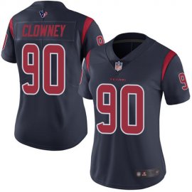 Nike Houston Texans #90 Jadeveon Clowney Navy Blue Womens Stitched NFL Limited Rush Jersey
