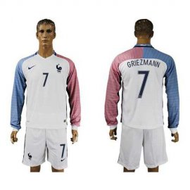 France #7 Griezmann Away Long Sleeves Soccer Country Jersey