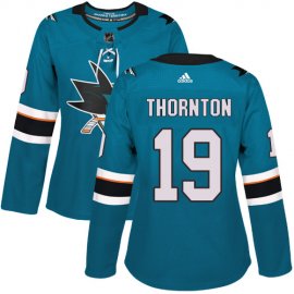 Adidas San Jose Sharks #19 Joe Thornton Teal Home Authentic Womens Stitched NHL Jersey