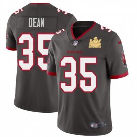 Tampa Bay Buccaneers #35 Jamel Dean Mens Super Bowl LV Champions Patch Nike Pewter Alternate Vapor Limited Jersey