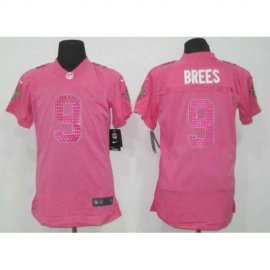 Nike New Orleans Saints #9 Drew Brees Pink Sweetheart Womens Stitched NFL Elite Jersey