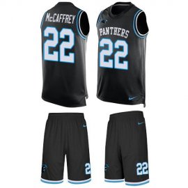 Nike Carolina Panthers #22 Christian McCaffrey Black Team Color Mens Stitched NFL Limited Tank Top Suit Jersey