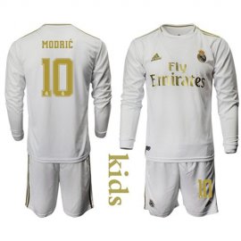 Real Madrid #10 Modric Home Long Sleeves Kid Soccer Club Jersey