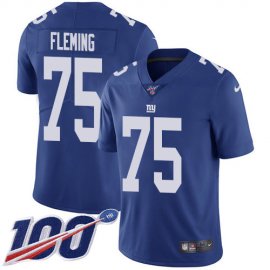 Nike New York Giants #75 Cameron Fleming Royal Blue Team Color Mens Stitched NFL 100th Season Vapor Untouchable Limited Jersey