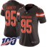 Nike Cleveland Browns #95 Myles Garrett Brown Team Color Womens Stitched NFL 100th Season Vapor Limited Jersey