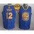 Warriors #12 Andrew Bogut Blue Crazy Light The Finals Patch Stitched NBA Jersey