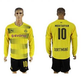Dortmund #10 Mkhitaryan Home Long Sleeves Soccer Club Jersey