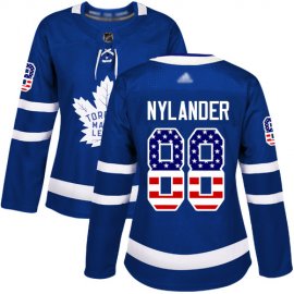 Adidas Toronto Maple Leafs #88 William Nylander Blue Home Authentic USA Flag Womens Stitched NHL Jersey