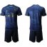 Real Madrid Blank Dark Blue Soccer Club Jersey
