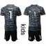 Germany #1 Neuer Black Goalkeeper Kid Soccer Country Jersey