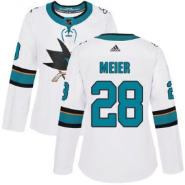 Adidas San Jose Sharks #28 Timo Meier White Road Authentic Womens Stitched NHL Jersey