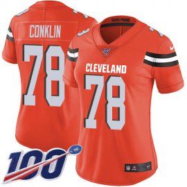 Nike Cleveland Browns #78 Jack Conklin Orange Alternate Womens Stitched NFL 100th Season Vapor Untouchable Limited Jersey
