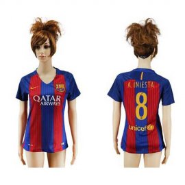 Womens Barcelona #8 A.Iniesta Home Soccer Club Jersey