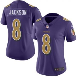 Nike Baltimore Ravens #8 Lamar Jackson Purple Womens Stitched NFL Limited Rush Jersey