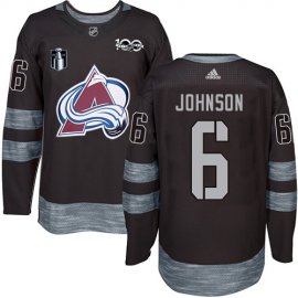 Adidas Colorado Avalanche #6 Erik Johnson Black 2022 Stanley Cup Final Patch 100th Anniversary Stitched NHL Jersey Mens