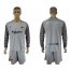 Barcelona Blank Grey Goalkeeper Long Sleeves Soccer Club Jersey